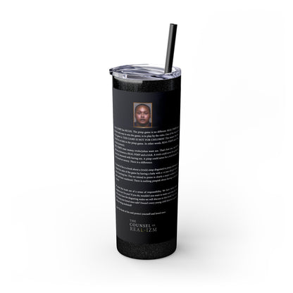 The Book Of Sin Skinny Tumbler with Straw, 20oz