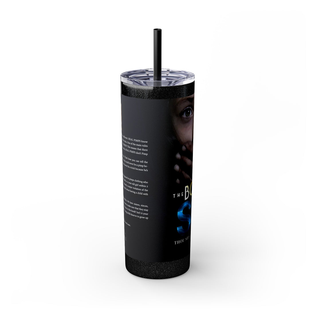 The Book Of Sin Skinny Tumbler with Straw, 20oz