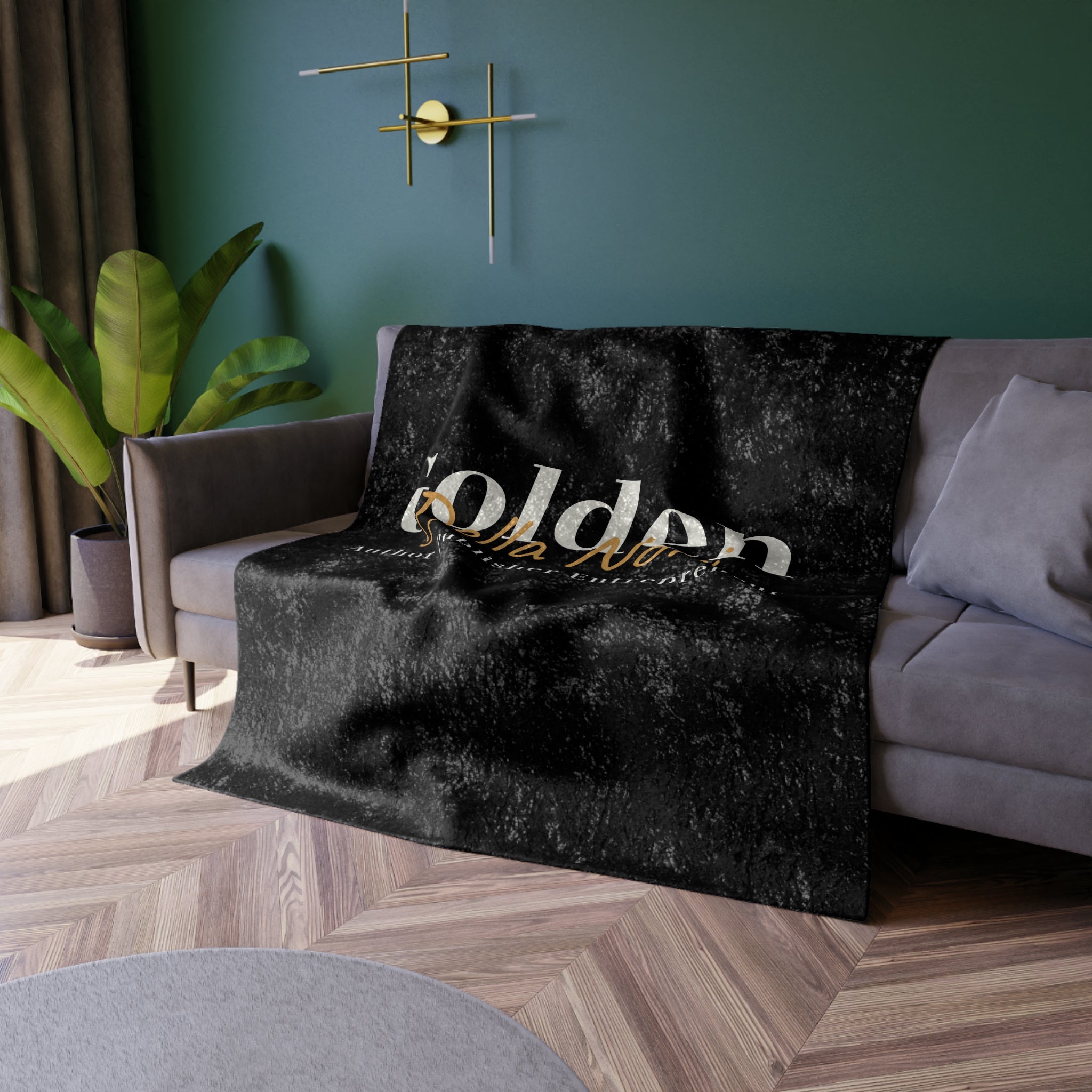 Golden Della Nori Crushed Velvet Blanket