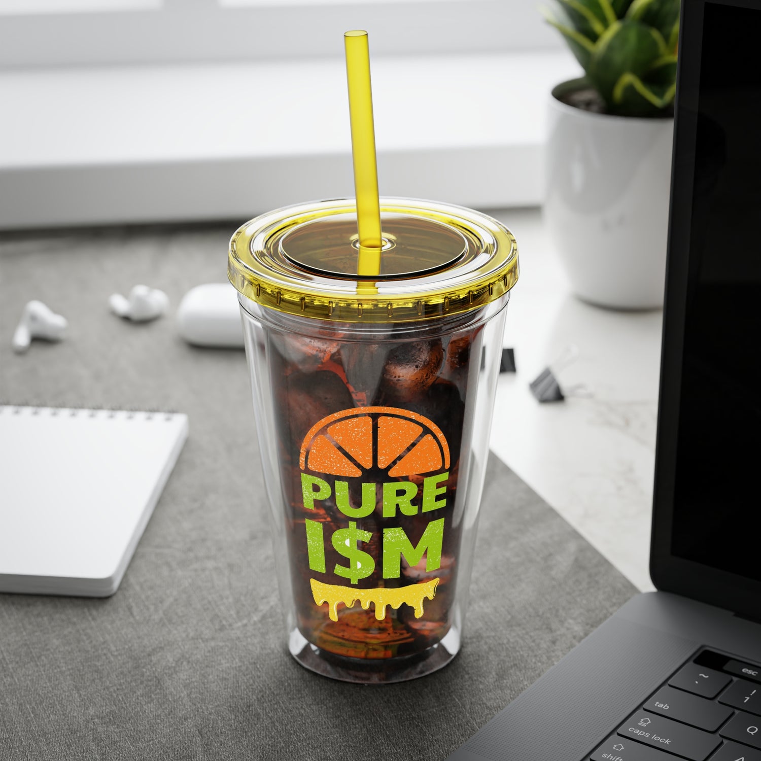 Pure I$M Sunsplash Tumbler with Straw, 16oz